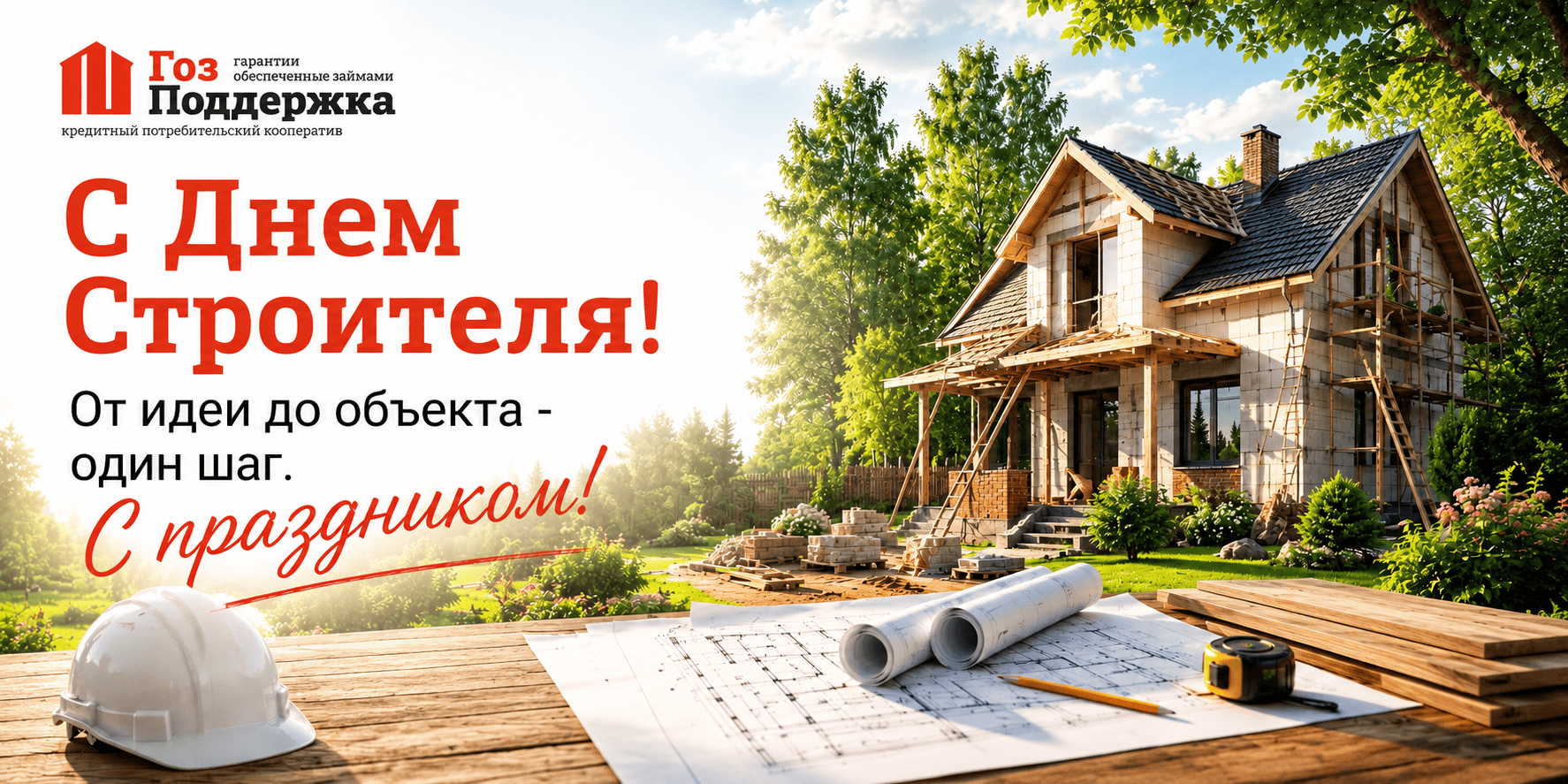 КПК "ГозПоддержка" поздравляет С днем строителя!